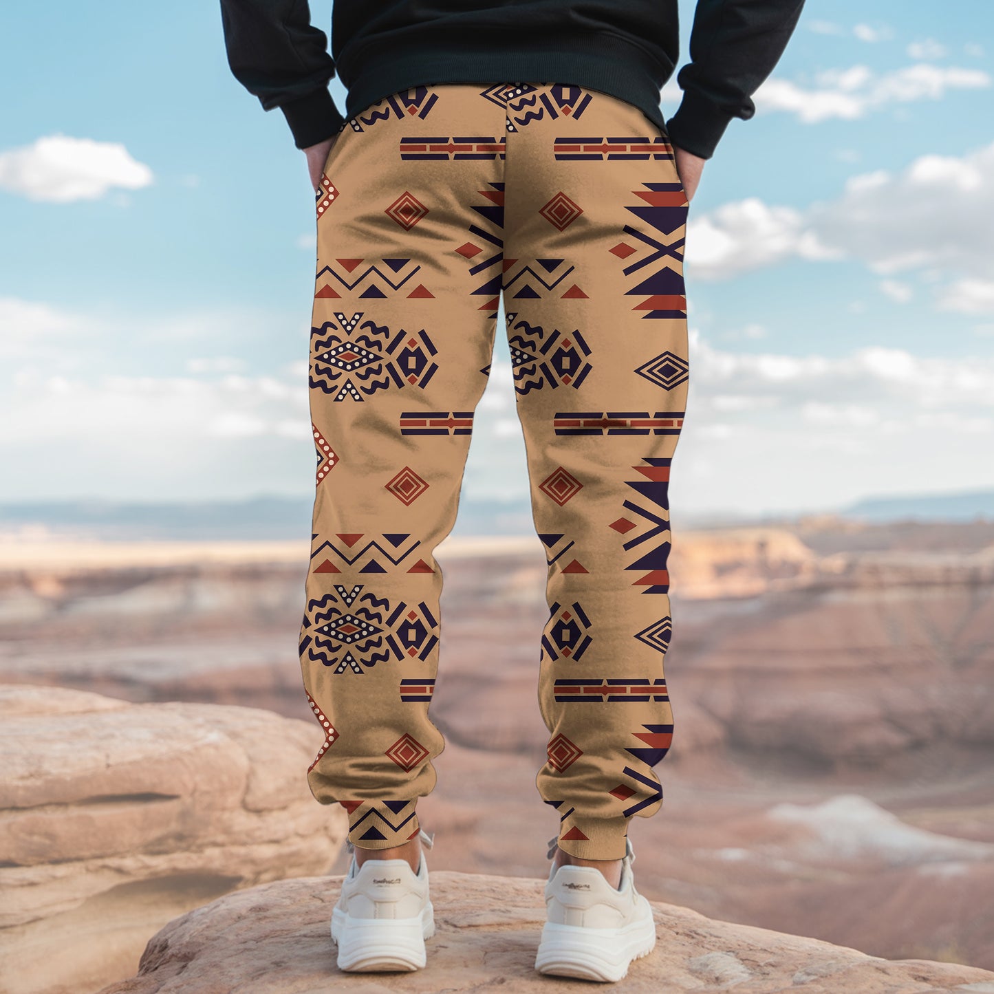 Tribal Aztec Pattern Sweatpants for Men & Women -09