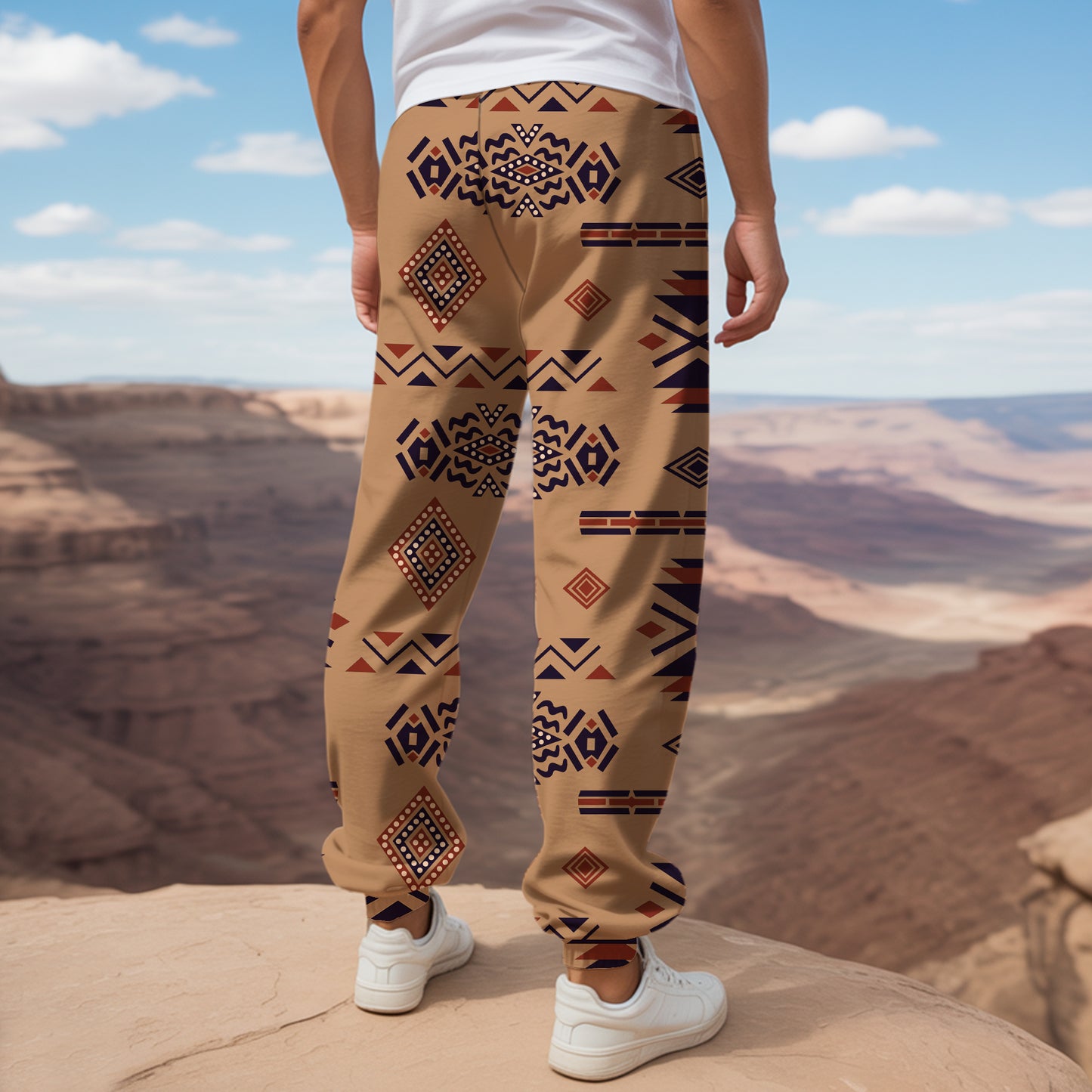 Tribal Aztec Pattern Sweatpants for Men & Women -09