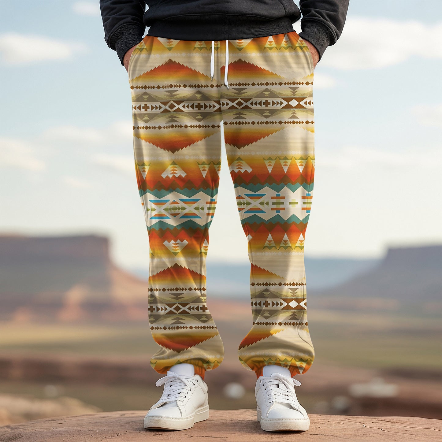 Tribal Aztec Pattern Sweatpants for Men & Women -06
