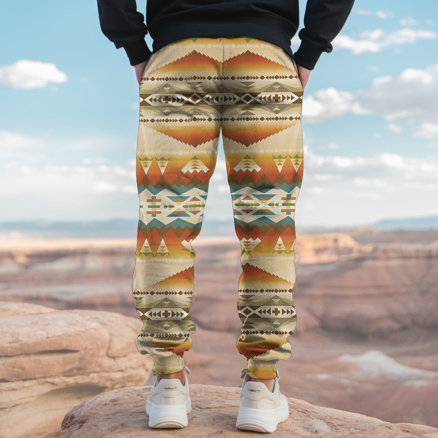 Tribal Aztec Pattern Sweatpants for Men & Women -06