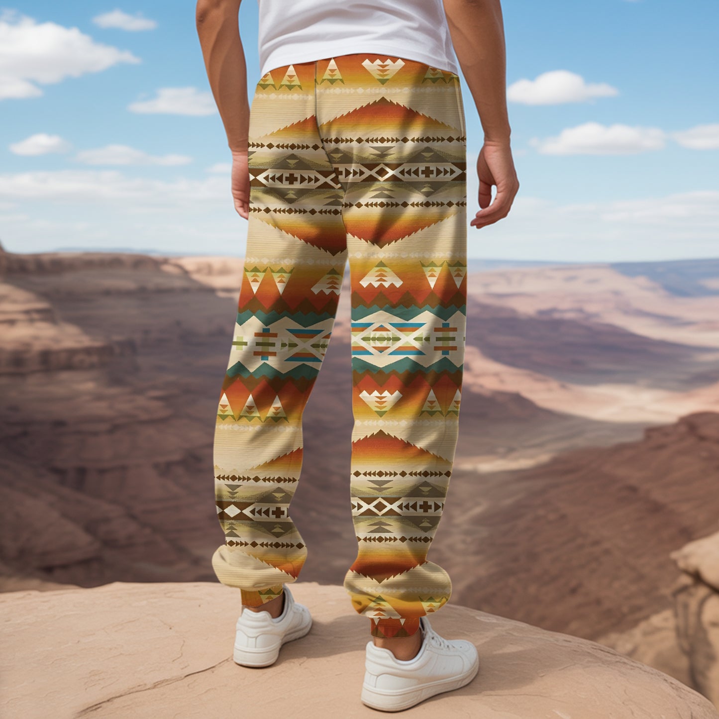 Tribal Aztec Pattern Sweatpants for Men & Women -06