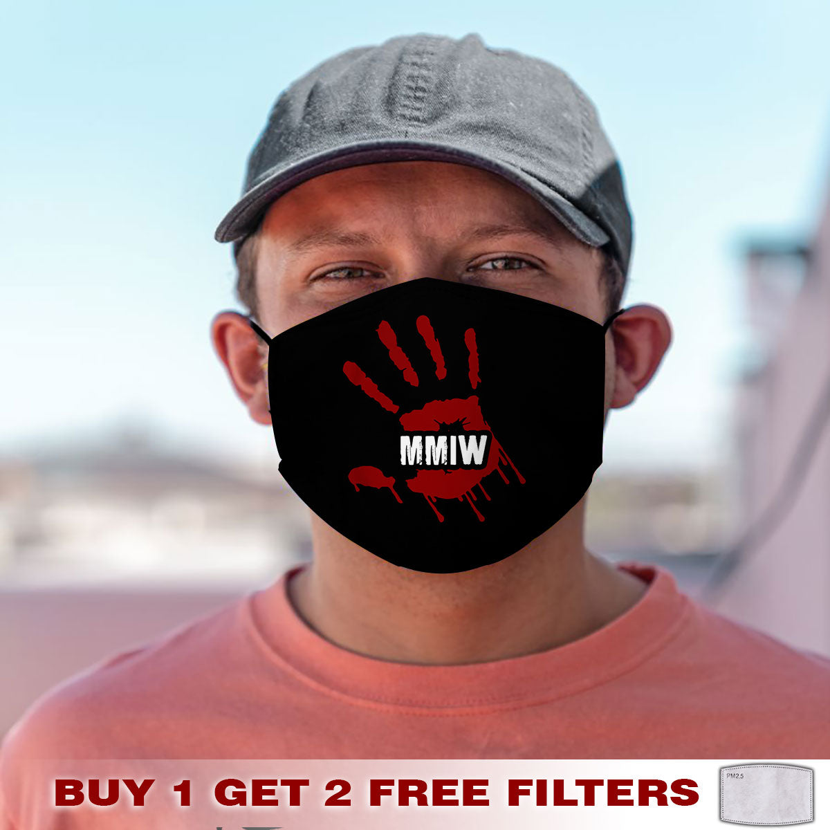 Face Mask Bandana Red Hand - Justice For Missing And Murdered Indigenous Women WC04