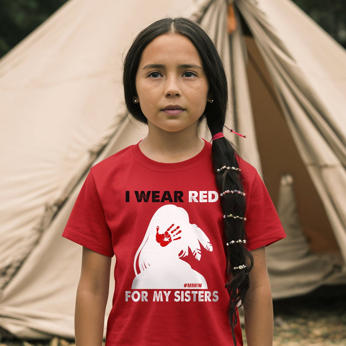 MMIW I Wear Red For My Sister, No More Stolen Sisters Red Hand