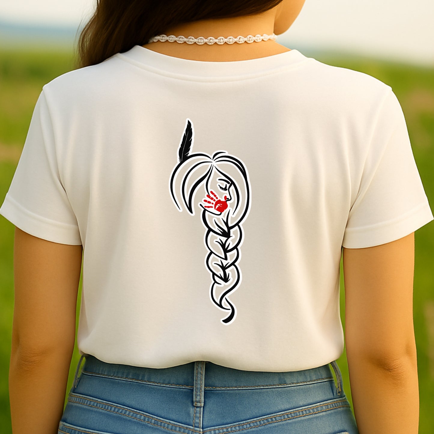 I Wear Red For My Sister, No More Stolen Sisters MMIW Red Hand Unisex Back T-Shirt/Hoodie/Sweatshirt