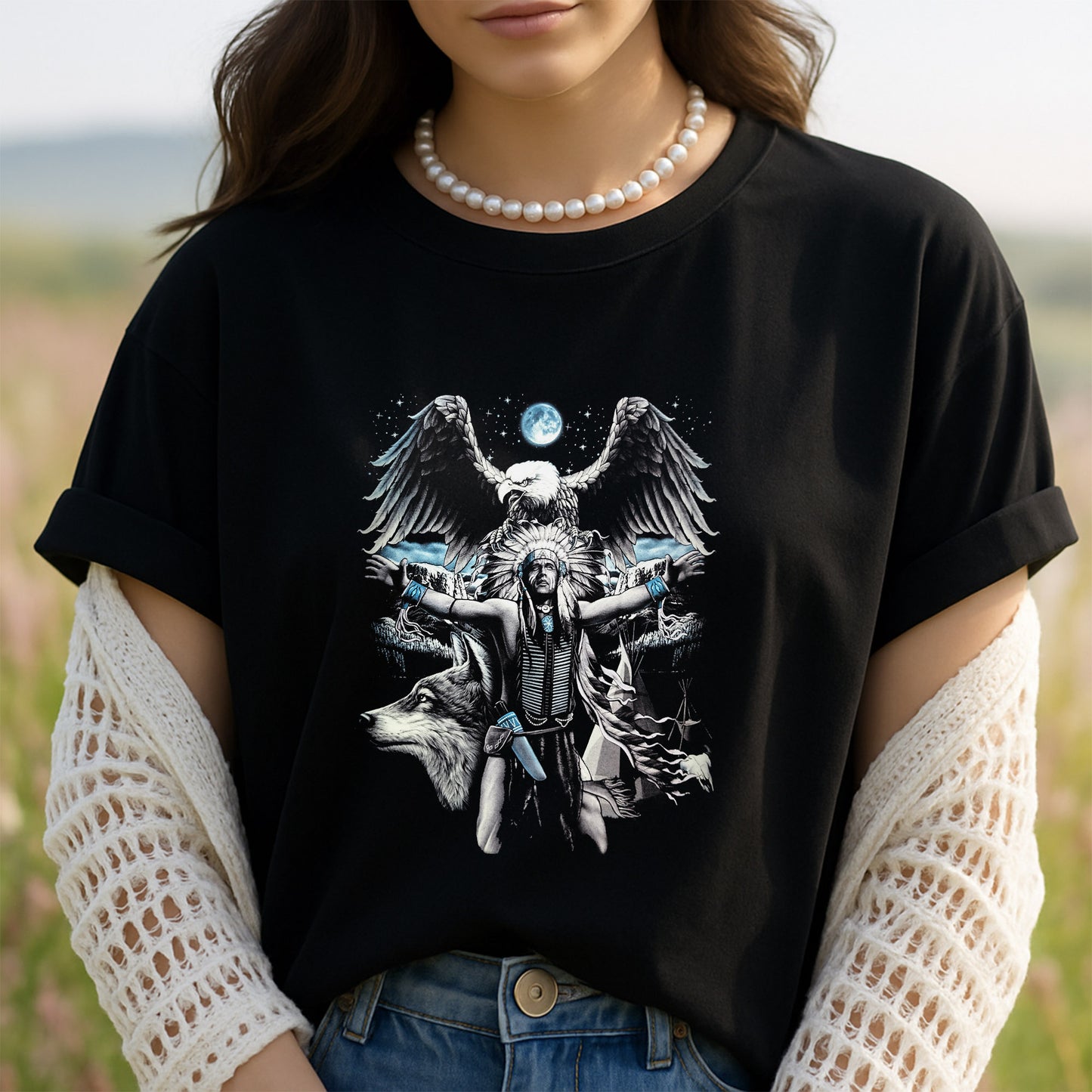 Native American Soul Wolf And Eagle Native Unisex T-Shirt/Hoodie/Sweatshirt