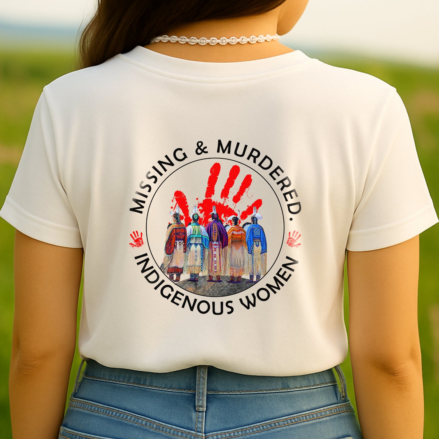 MMIW Handprint Indigenous Woman Together Unisex Back T-Shirt/Hoodie/Sweatshirt