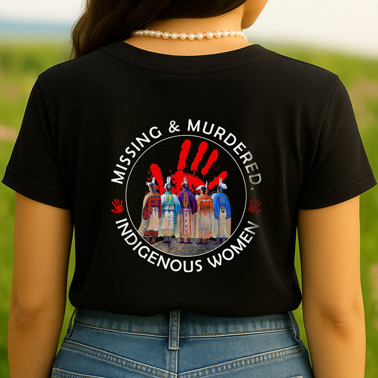 Missing Murder Indigenous Women Red Hand Women Together MMIW Unisex Back T-Shirt/Hoodie/Sweatshirt 018