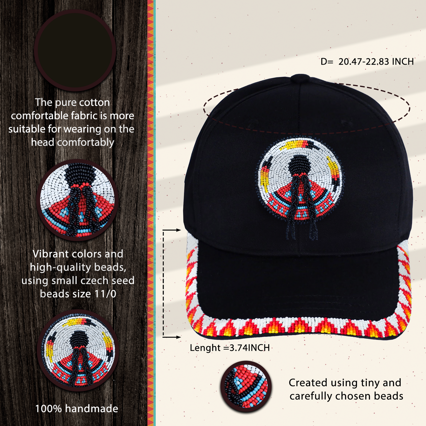 SALE 50% OFF - MMIW Indigenous Women Handmade Beaded Cap WCS