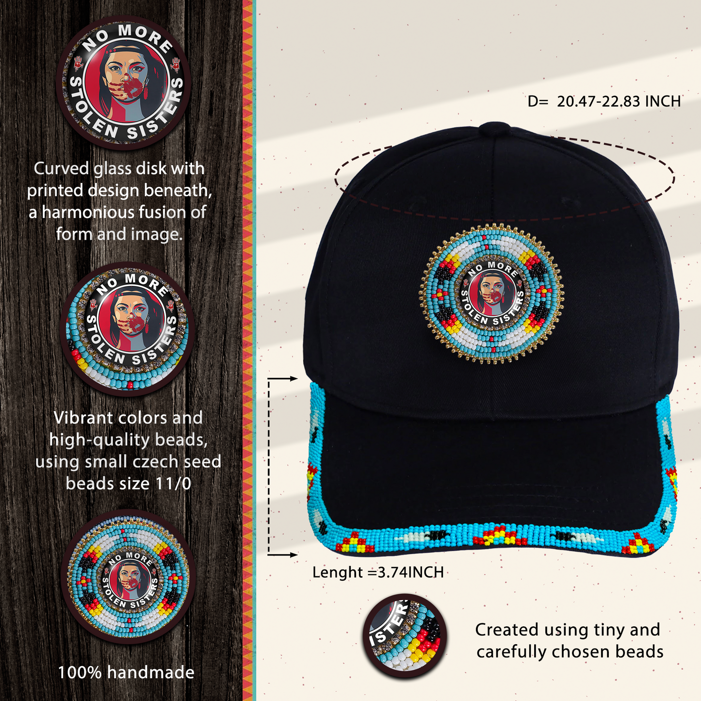 SALE 50% OFF - Mo More Stolen Sister Baseball Cap With Patch And brim Cotton Unisex Native American Style