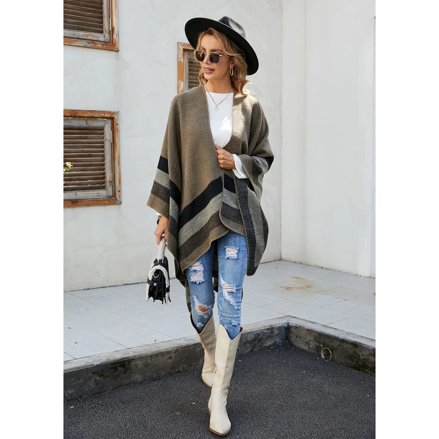 2024 New Fashion Winter Warm Plaid Ponchos And Capes For Women Oversized Shawls and Wraps Cashmere Pashmina Female Bufanda Mujer