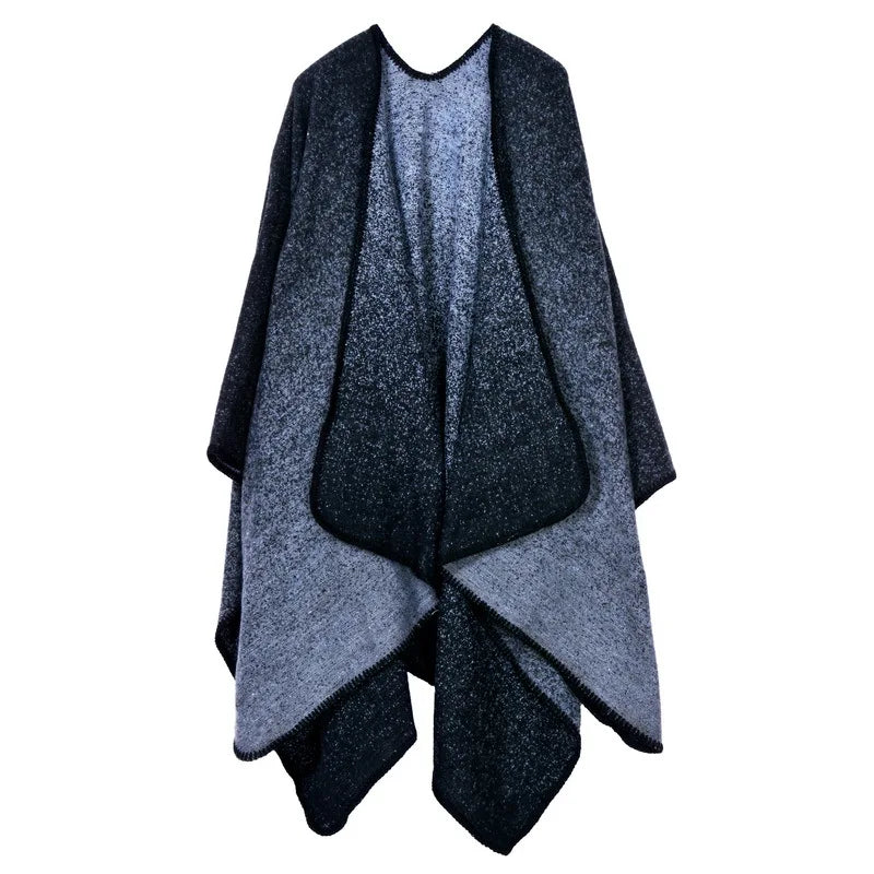 Autumn Winter Lattice Women Travel Shawl Imitation Cashmere European National Style Fork Thickened Cloak Ponchos Capes