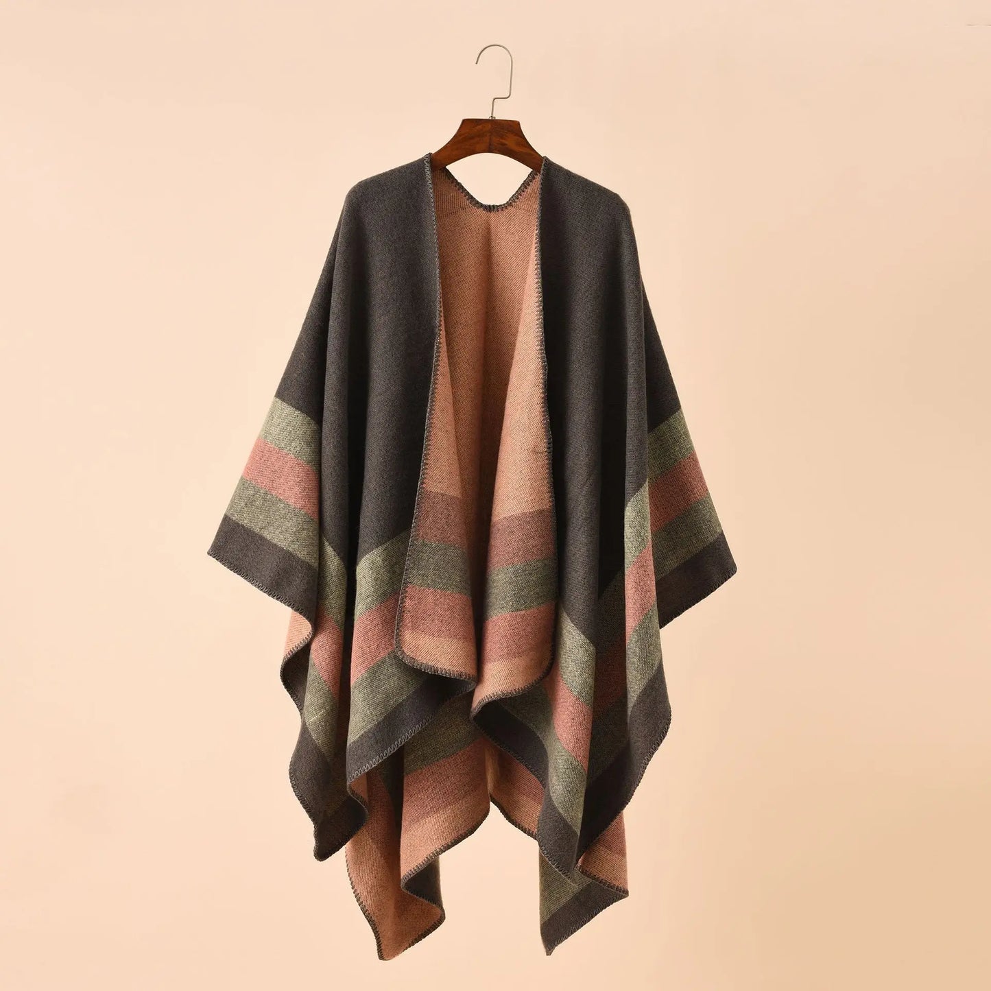 2024 New Fashion Winter Warm Plaid Ponchos And Capes For Women Oversized Shawls and Wraps Cashmere Pashmina Female Bufanda Mujer