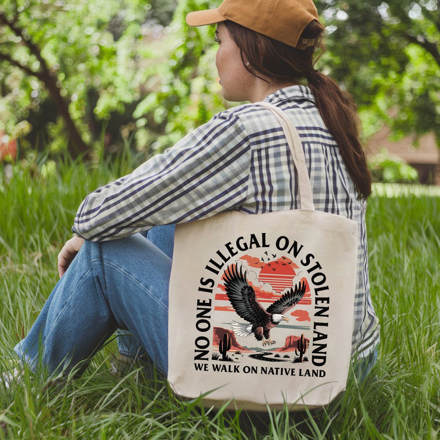 NO ONE IS ILLEGAL ON STOLEN LAND. WE WALK ON NATIVE LAND - Tote Bag S20