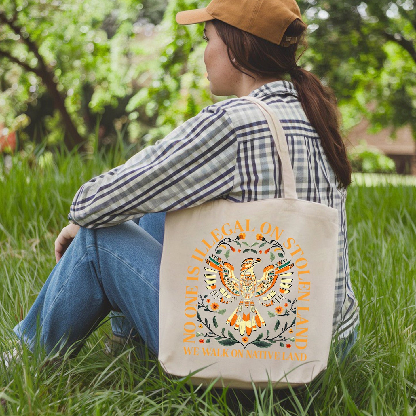 NO ONE IS ILLEGAL ON STOLEN LAND. WE WALK ON NATIVE LAND - Tote Bag S23