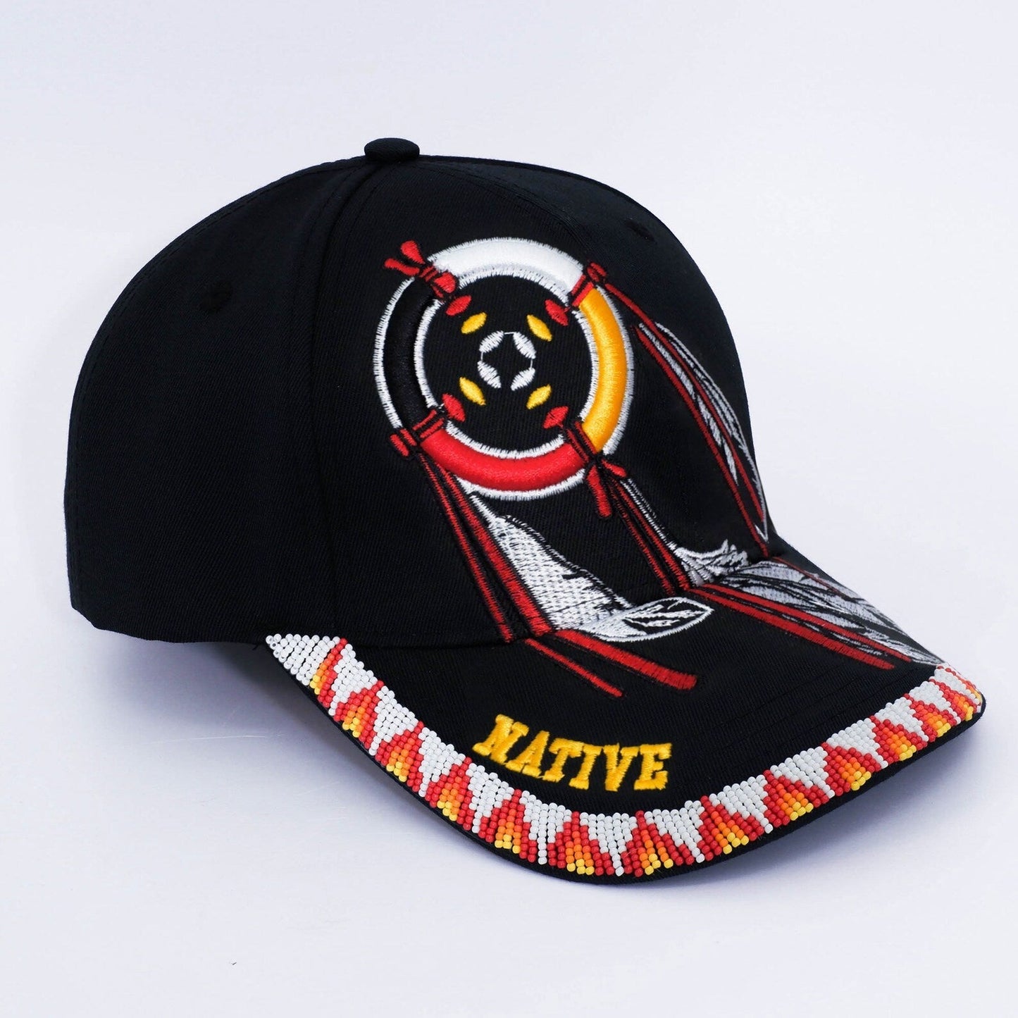 SALE 50% OFF - Dreamcatcher Embroidered Beaded Baseball Cap With Brim Unisex Native American Style