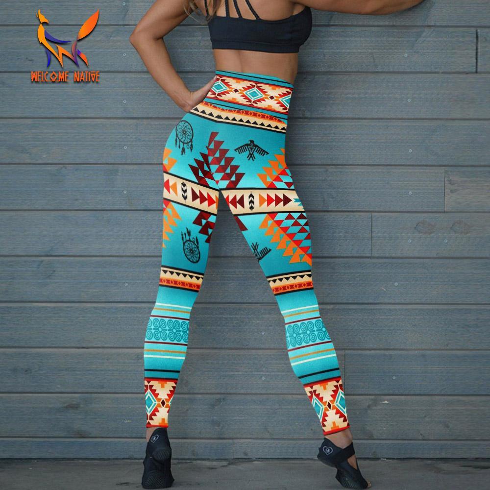 Red-Orange Motifs Dream Catcher Leggings WCS