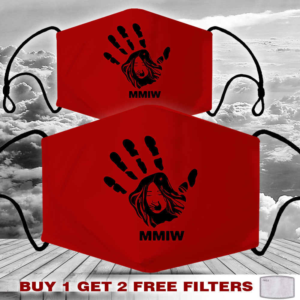 Face Mask Bandana Red Hand - Justice For Missing And Murdered Indigenous Women WC01-RED