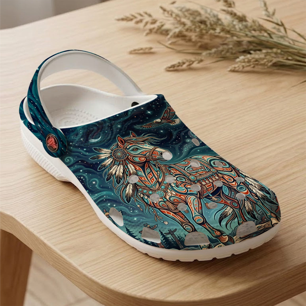 Native Horse Art Clogs Shoes for Adults & Kids