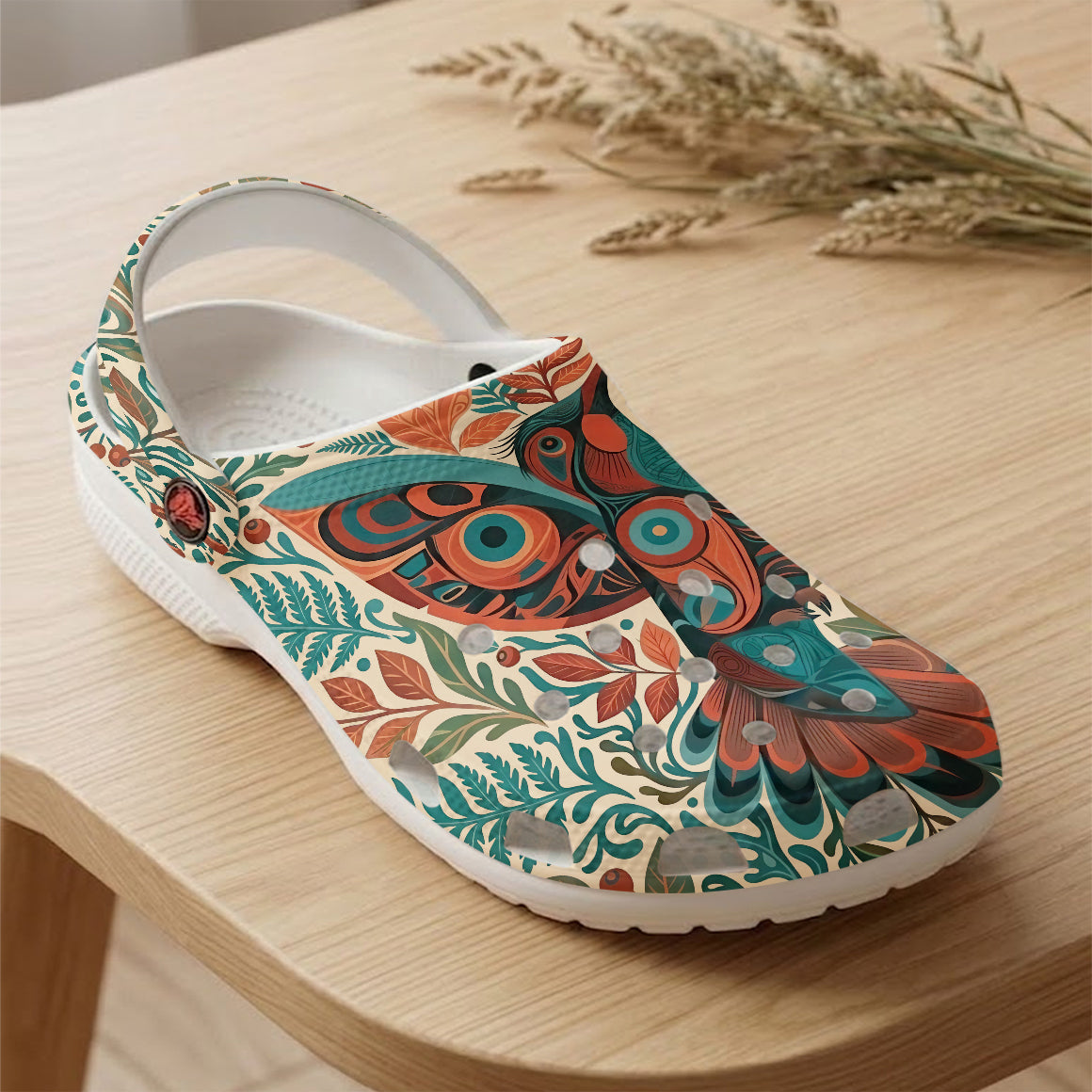 Native Hummingbird Floral Art Clogs Shoes for Adults & Kids