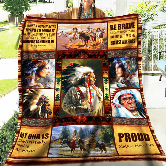 Native American Style Chief Soft and Warm Fleece Blanket