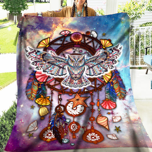 Native Owl Dreamcatcher Soft And Warm Fleece Blanket Native American Style