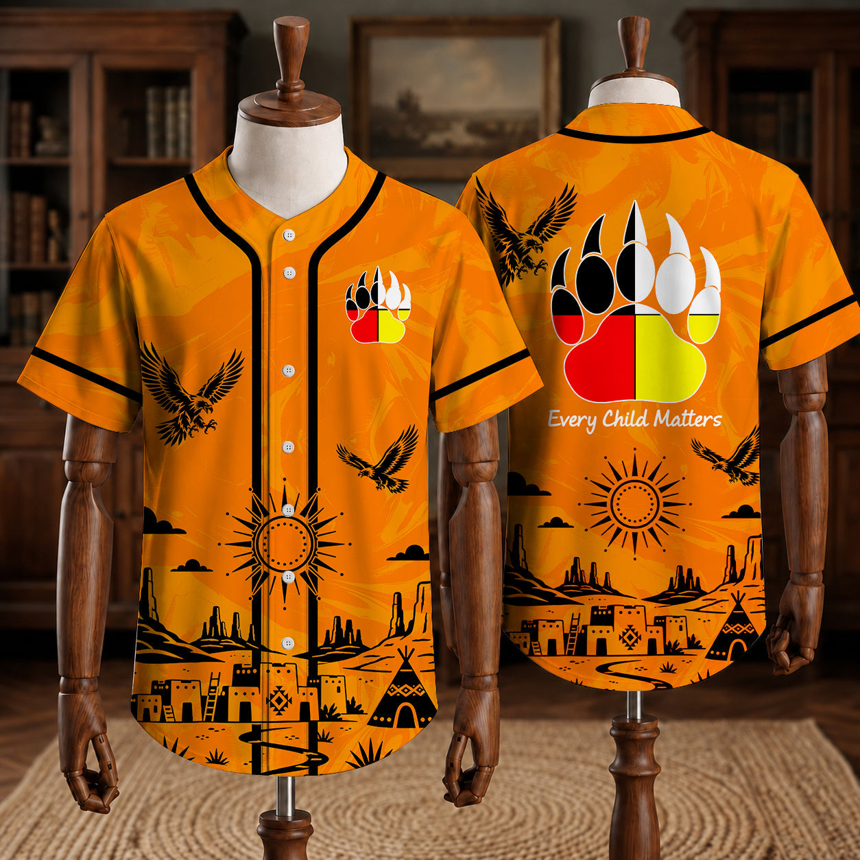 Native Every Child Matters Button Jersey – Orange Shirt Day Baseball Jersey Gift
