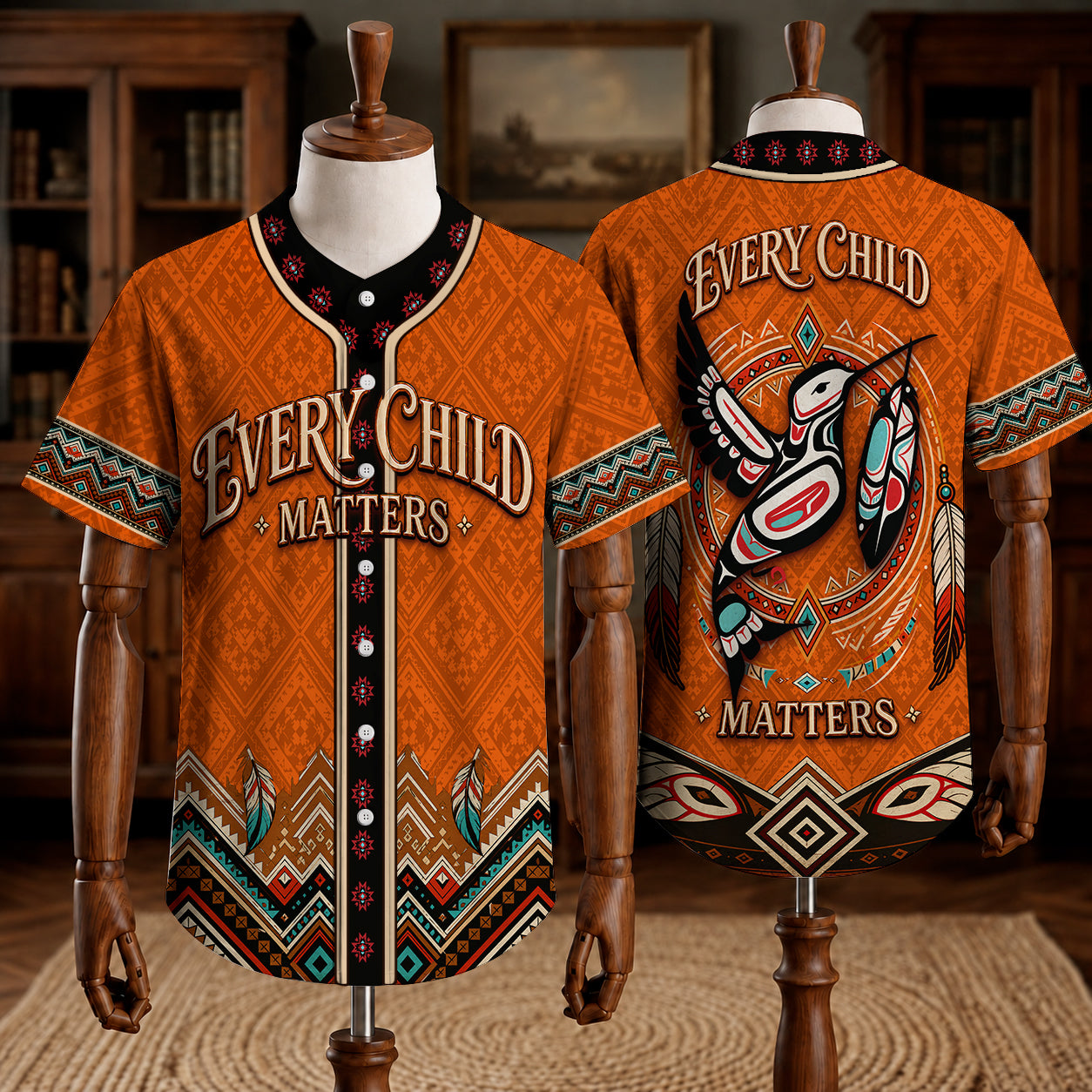 Native Every Child Matters Button Jersey – Orange Shirt Day Baseball Jersey Gift