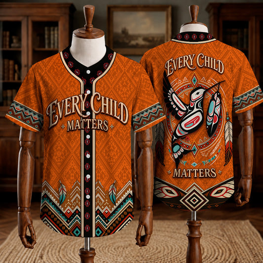 Native Every Child Matters Button Jersey – Orange Shirt Day Baseball Jersey Gift
