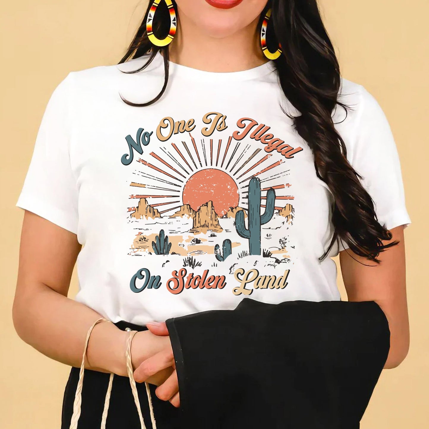 NO ONE IS ILLEGAL ON STOLEN LAND Style 12 - One Sides