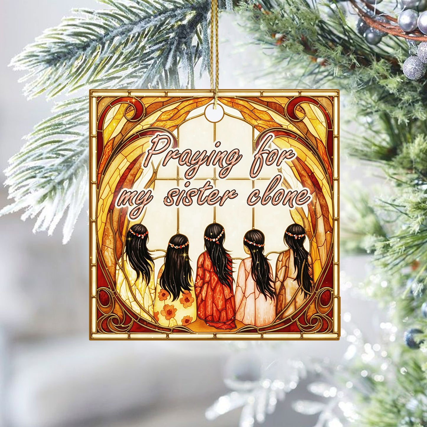 Sisters in Spirit – A Beautiful Ornament  Acrylic  Honoring Faith, Hope, and the Power of Family Connection