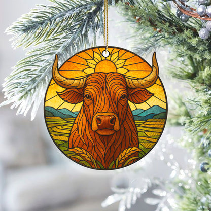 Sacred Buffalo Ornament Acrylic – Stained Glass Style Christmas Decor