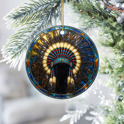 Spirit of the Chief – Native-Inspired Ornament  Acrylic  Symbolizing Wisdom, Leadership, and the Power of Legacy