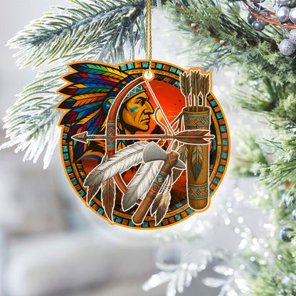 "Tribal Warrior Ornament Acrylic – Strength, Courage & Honor Christmas Decor