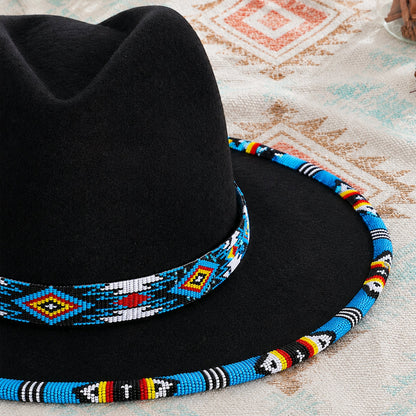 Payette Pattern Fedora Hatband For Men Women Beaded Brim With Native American Style