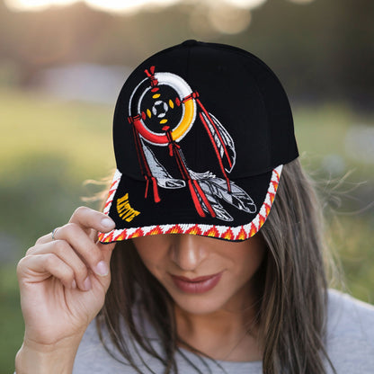 SALE 50% OFF - Dreamcatcher Embroidered  Beaded Baseball Cap With Brim Unisex Native American Style