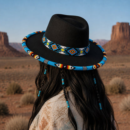 Payette Pattern Fedora Hatband For Men Women Beaded Brim With Native American Style