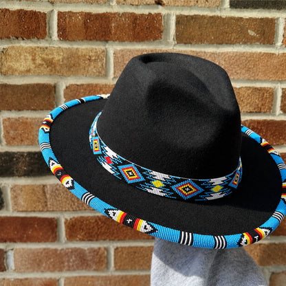 Payette Pattern Fedora Hatband For Men Women Beaded Brim With Native American Style