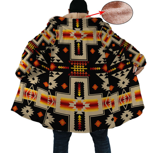 Native American Pattern Horn Button Long Fleece Windbreaker Best Selling