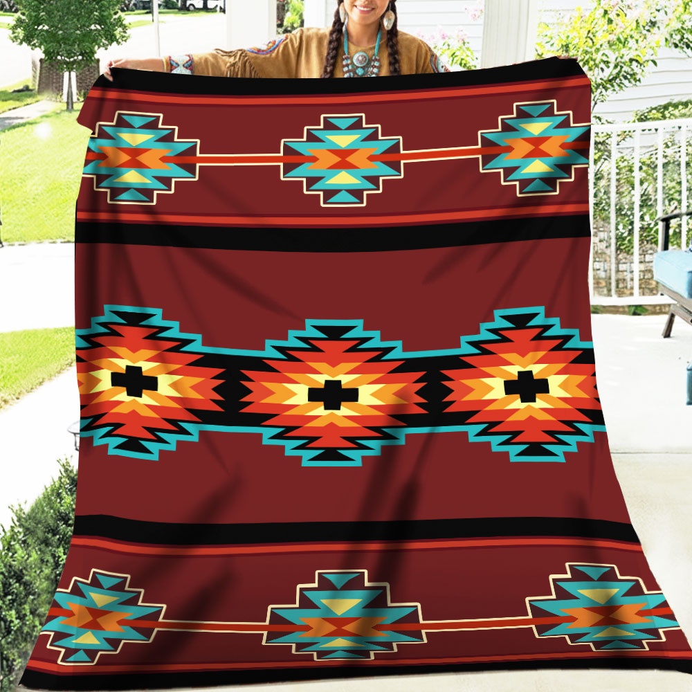 Native American Style Brown Pattern  Soft and Warm Fleece Blanket