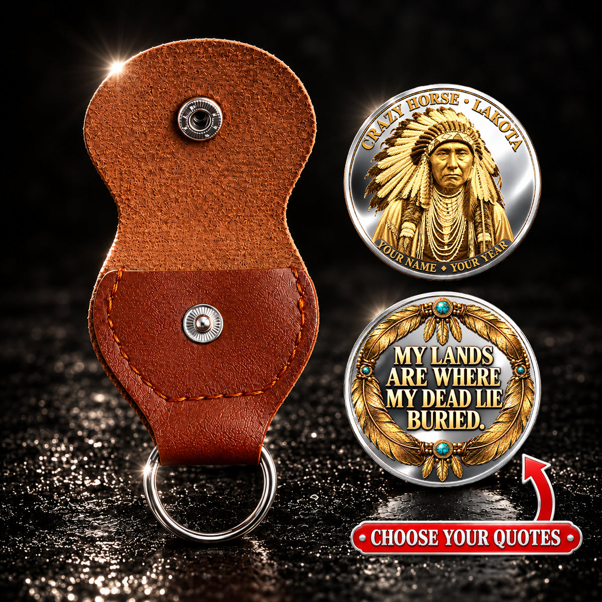 Crazy Horse Lakota Coin Native American Heritage Keepsake Inspirational Quote Gift  - Personalized 3D Printing Pocket Hug