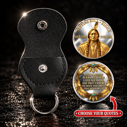 Sitting Bull Lakota Coin, Personalized Name & Year, Native American Heritage Keepsake, Inspirational Quote Gift