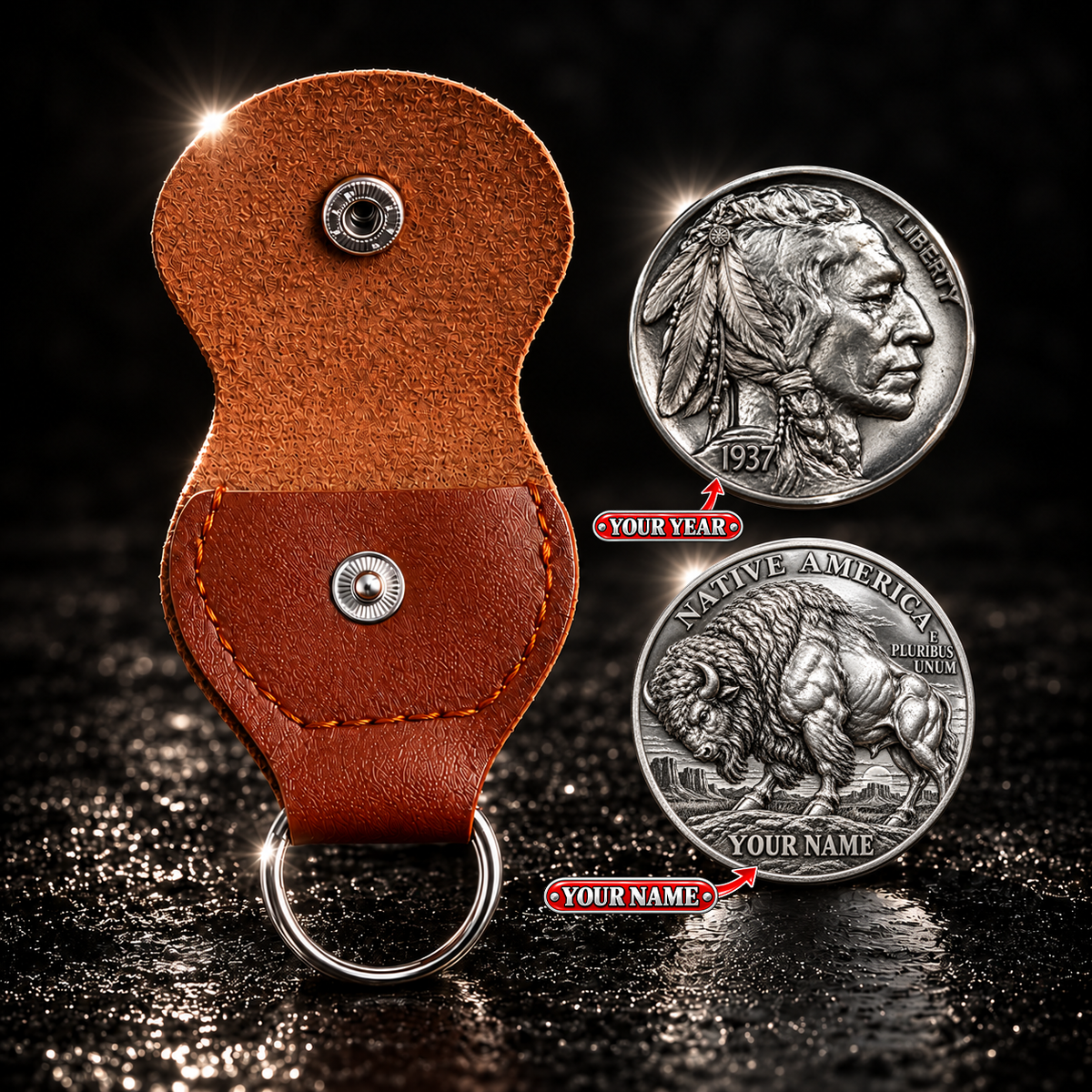 NATIVE AMERICAN HERITAGE THE SPIRIT OF THE BUFFALO - Personalized 3D Printing Pocket Hug