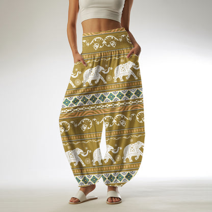 Teal Elephant Harem Pants – Yoga Boho Clothes with Pockets 08