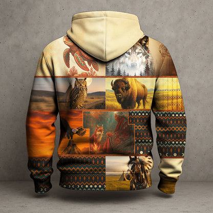 Sacred Creatures – Spirit Animal Totem Hoodie in Copper and Sand Colors