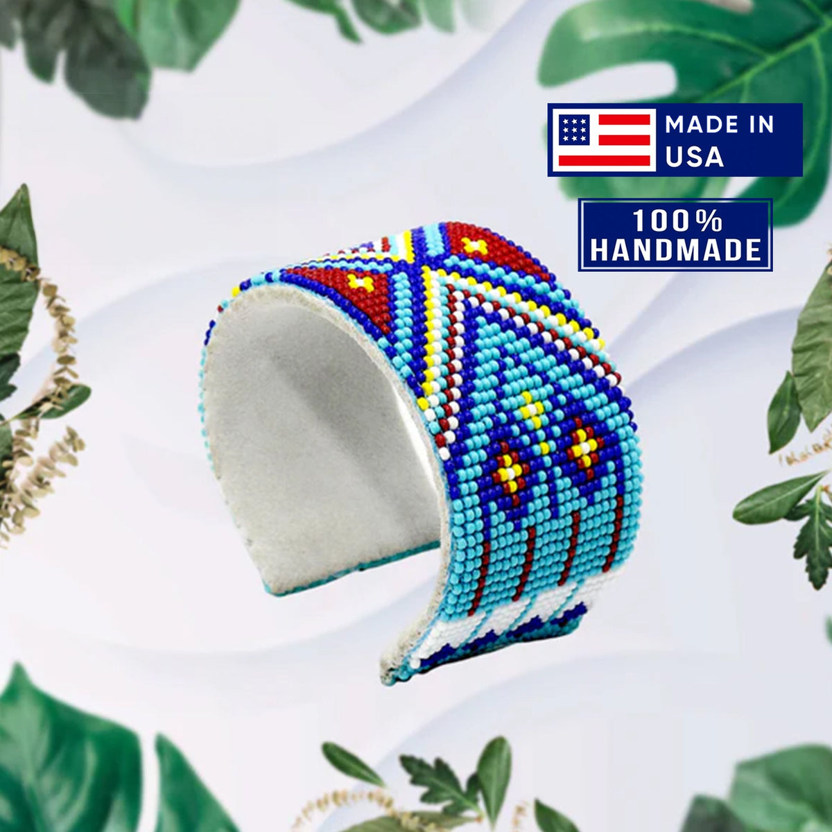 Native American Inspired Handmade Beaded Cuff Bracelet for Women