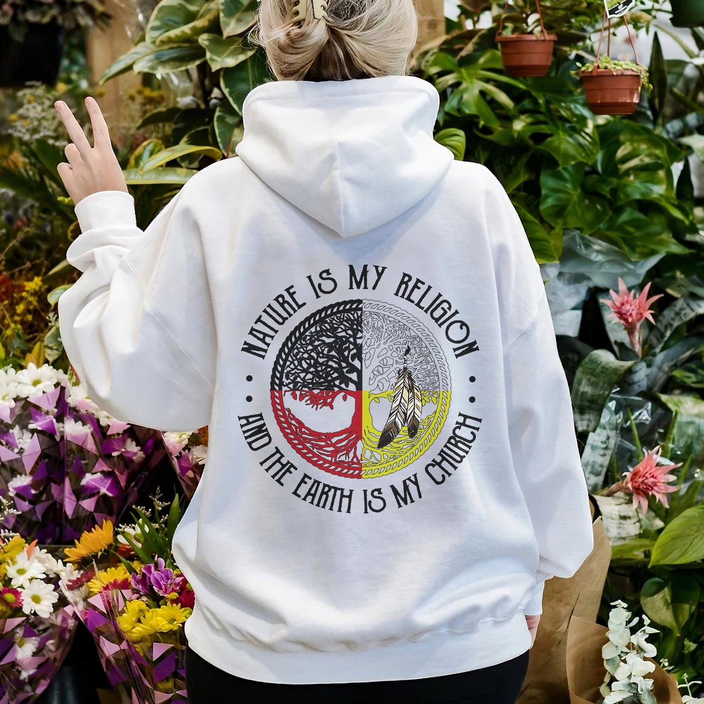 Nature Is My Religion Four Directions Sacred Circle - Two Sides