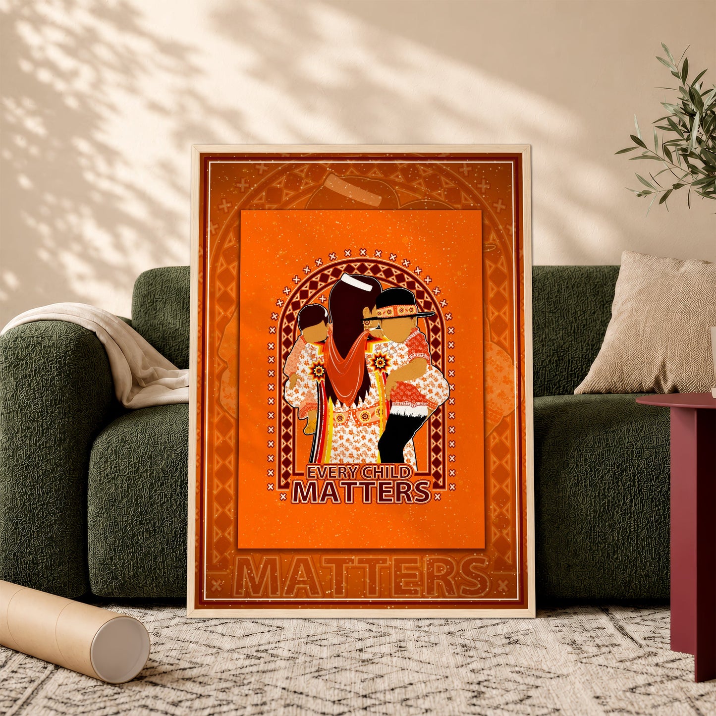 Native American Mother & Children Canvas - Every Child Matters Artwork