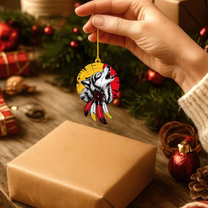 Howling Wolf with Dreamcatcher - Native American Christmas Gift Decor Flat Acrylic