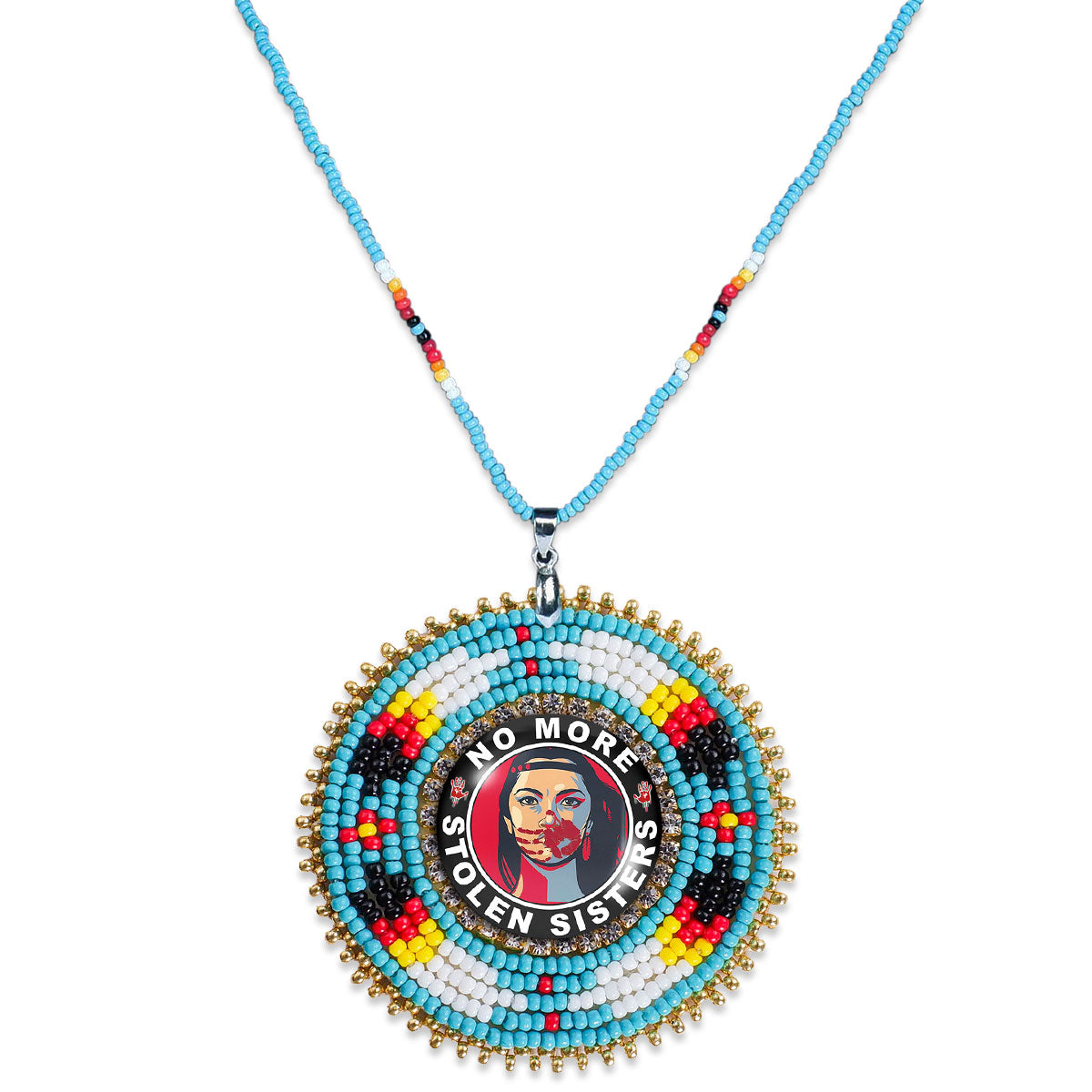 No More Stolen Sister Feathers Handmade Beaded Wire Necklace Pendant Unisex With Native American Style
