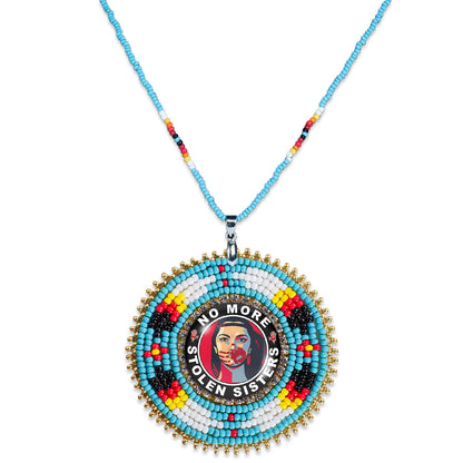 No More Stolen Sister Feathers Handmade Beaded Wire Necklace Pendant Unisex With Native American Style